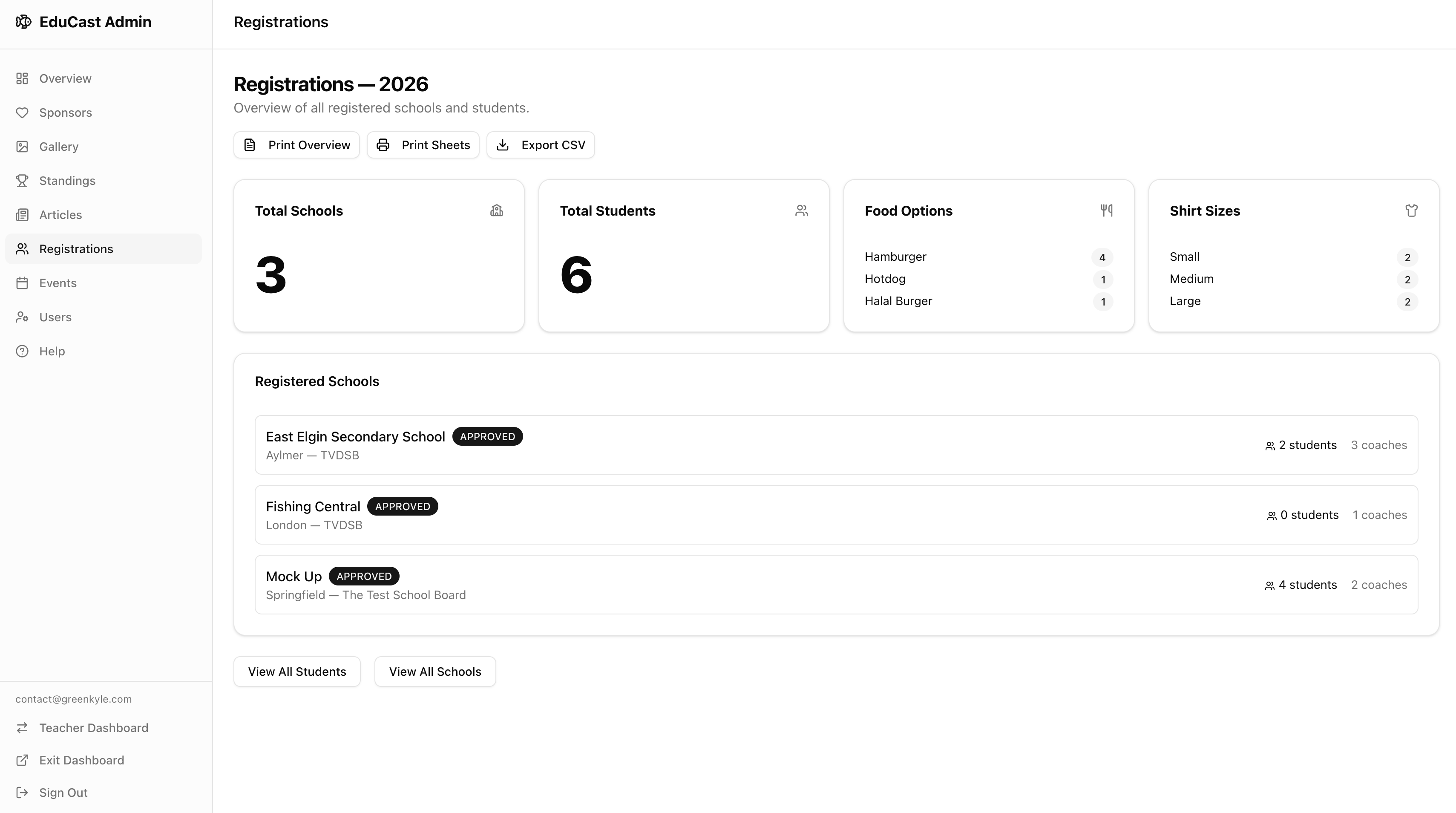 EduCast admin dashboard